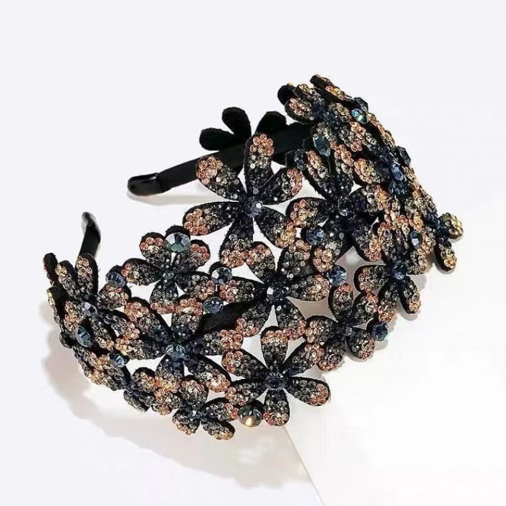 Wide Floral Rhinestone Headband - Purple - image 4