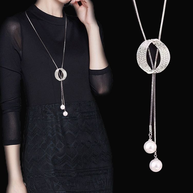 Crystal-Style Tassel Necklace