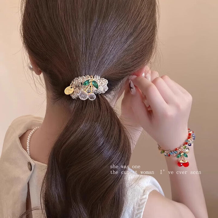 Cherry Charm Hair Tie in Soft Pink