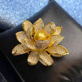 Gold-Tone Lotus Flower Brooch with Pearl-Style Centre — product view 1