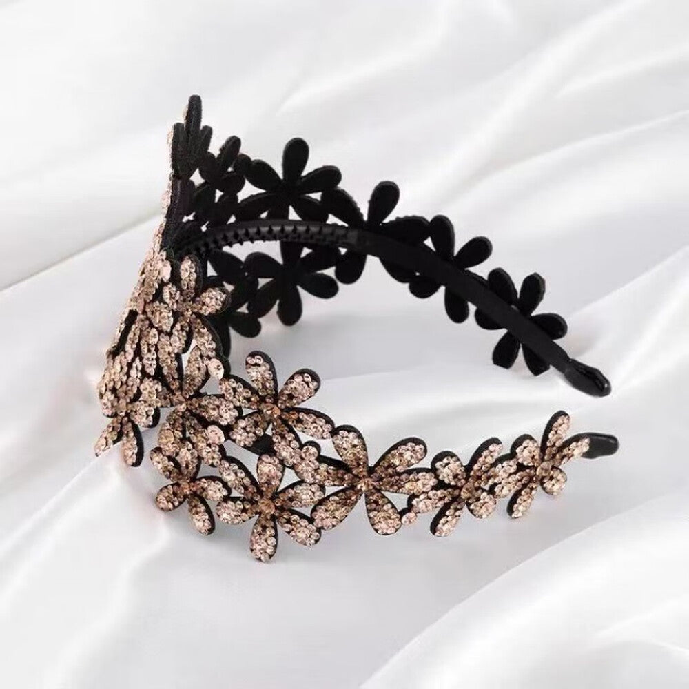 Wide Floral Rhinestone Headband - Purple - image 3