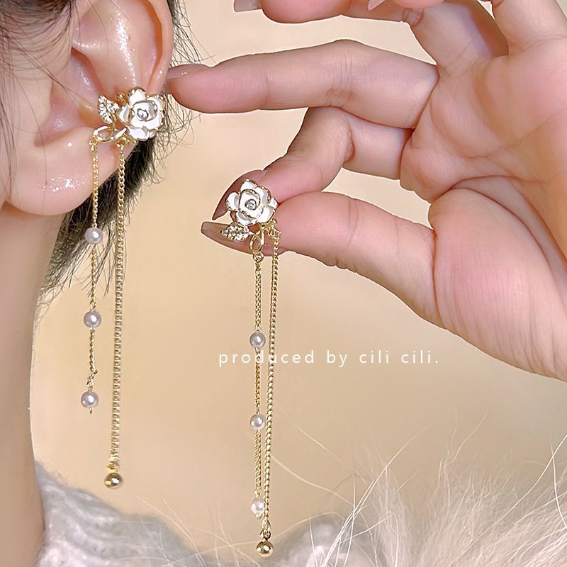 Teardrop Floral Clip-On Earrings – image 3