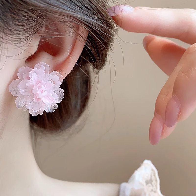Pink Peach Blossom Stud Earrings — Pair — product view 5