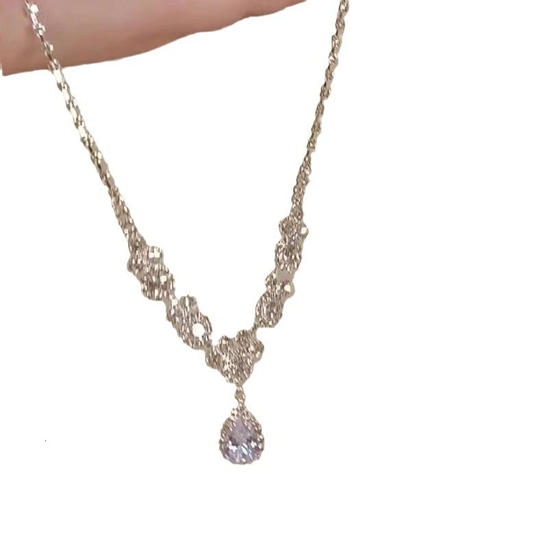 Crystal-Style Necklace — purple teardrop product view