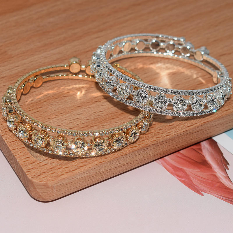 Crystal Rhinestone Bridal Bangle Bracelet - Full Sparkle