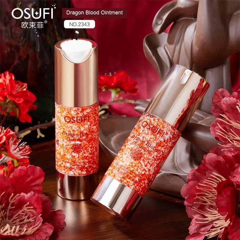 Two OSUFI Dragon Blood Ointment No. 2343 pump bottles showing the red and gold-coloured packaging