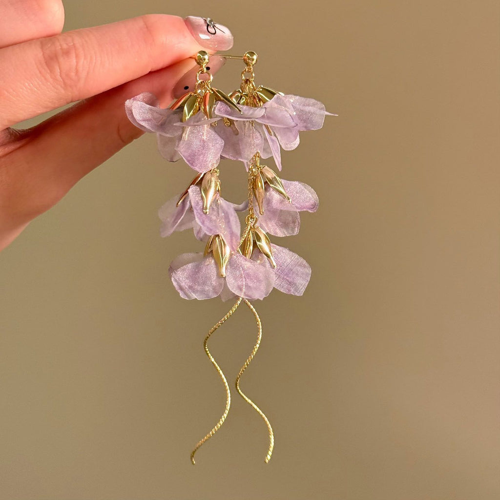 Pink and Purple Floral Drop Earring Set — product view 5