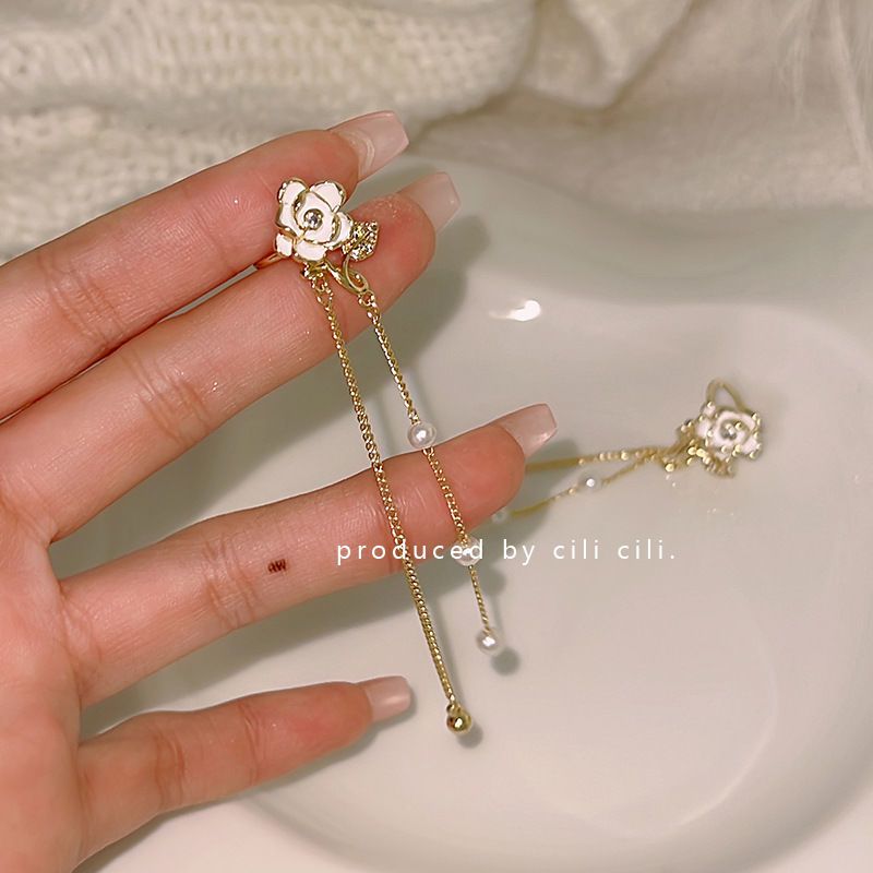 Teardrop Floral Clip-On Earrings – image 5