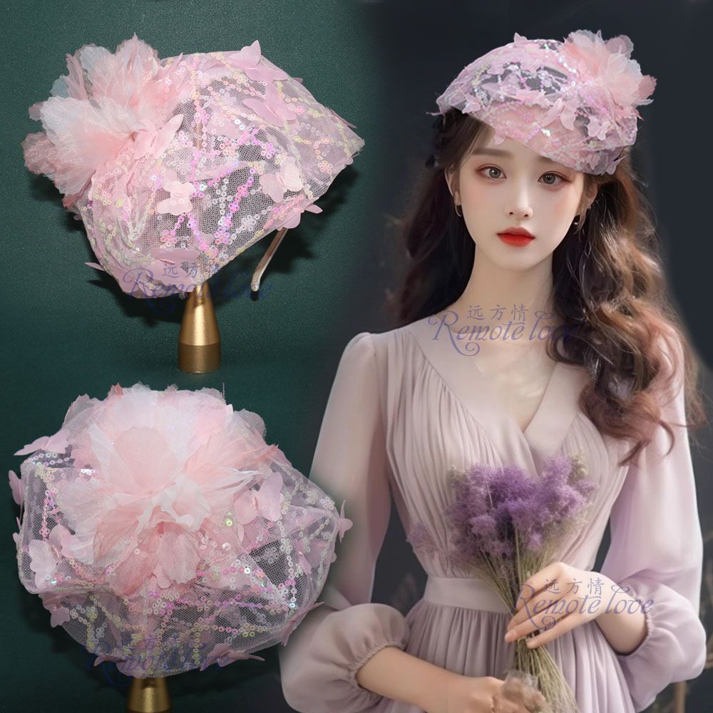 Blush Pink Butterfly Fascinator Headband