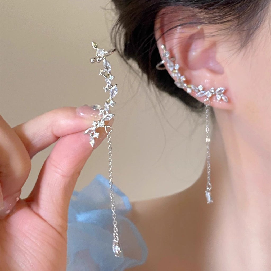 Silver-Tone Tassel Clip-On Earrings – image 3