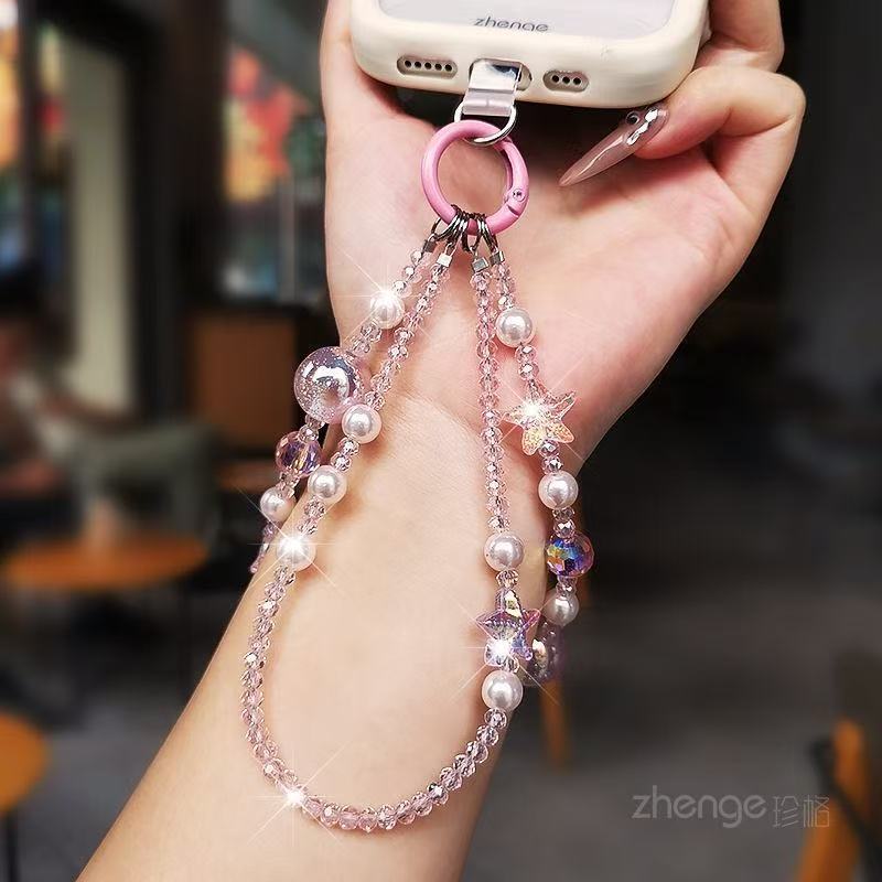 Pink Beaded Starfish Phone Strap — product view 5