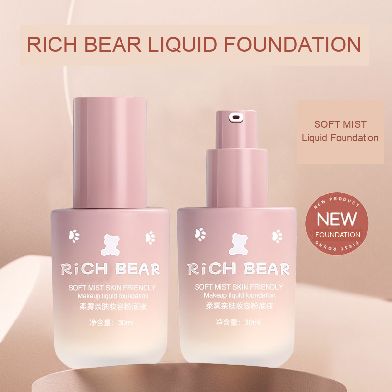 Rich Bear Soft Mist liquid foundation packaging, 30 mL per bottle