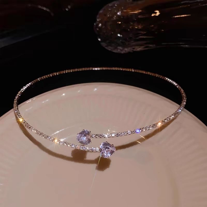 Heart Crystal-Style Adjustable Necklace