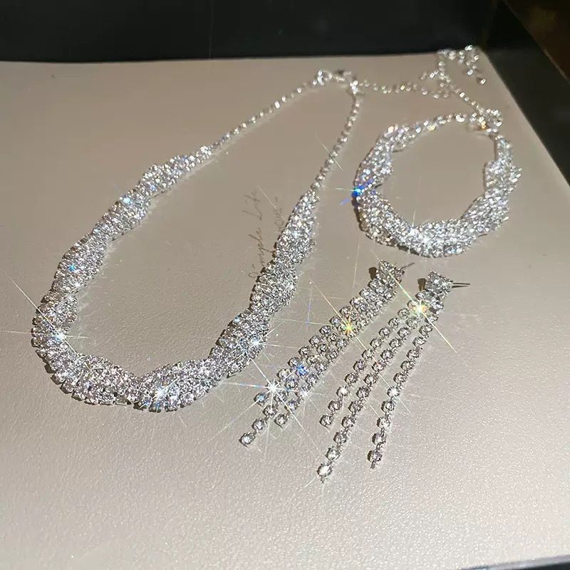 Silver-Tone Crystal-Style Set Earrings – image 3