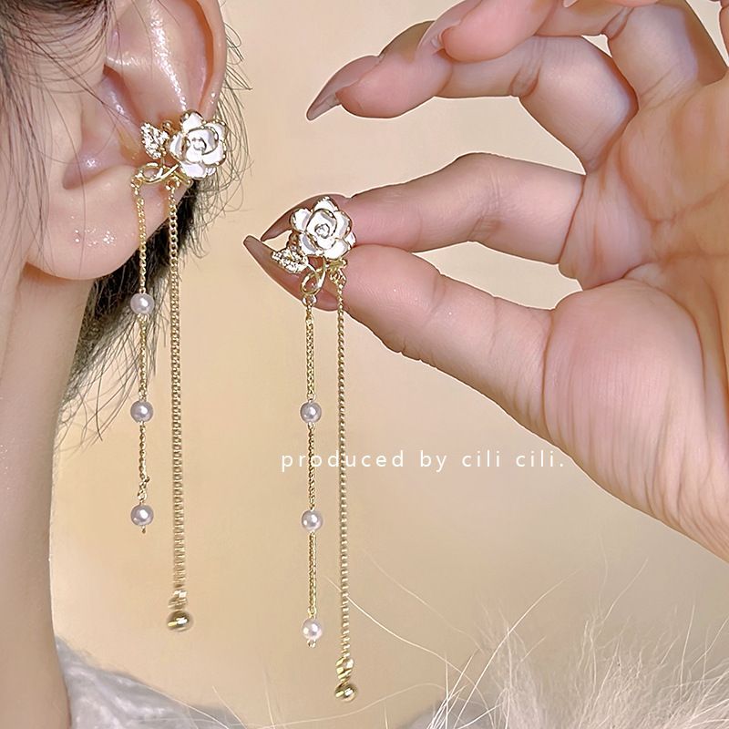 Teardrop Floral Clip-On Earrings – image 4