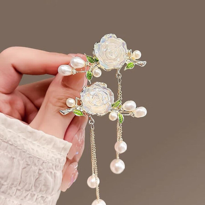 Glass Camellia Hair Clip