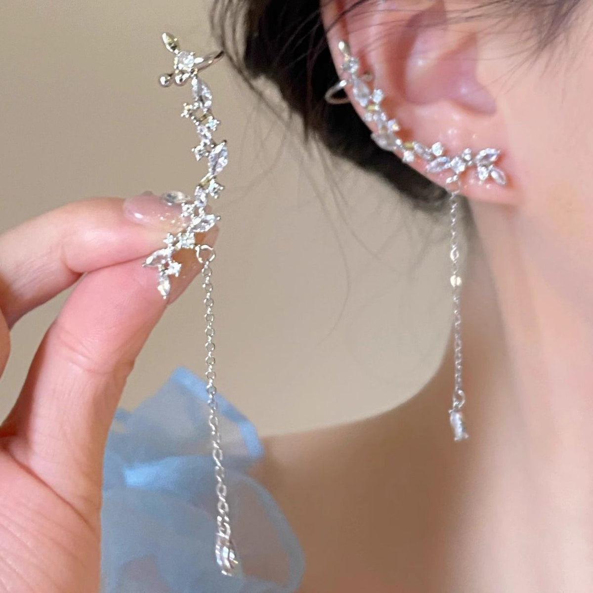 Silver-Tone Tassel Clip-On Earrings – image 2