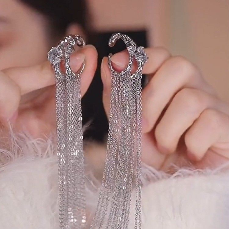 Tassel Long Clip-On Earrings – image 2