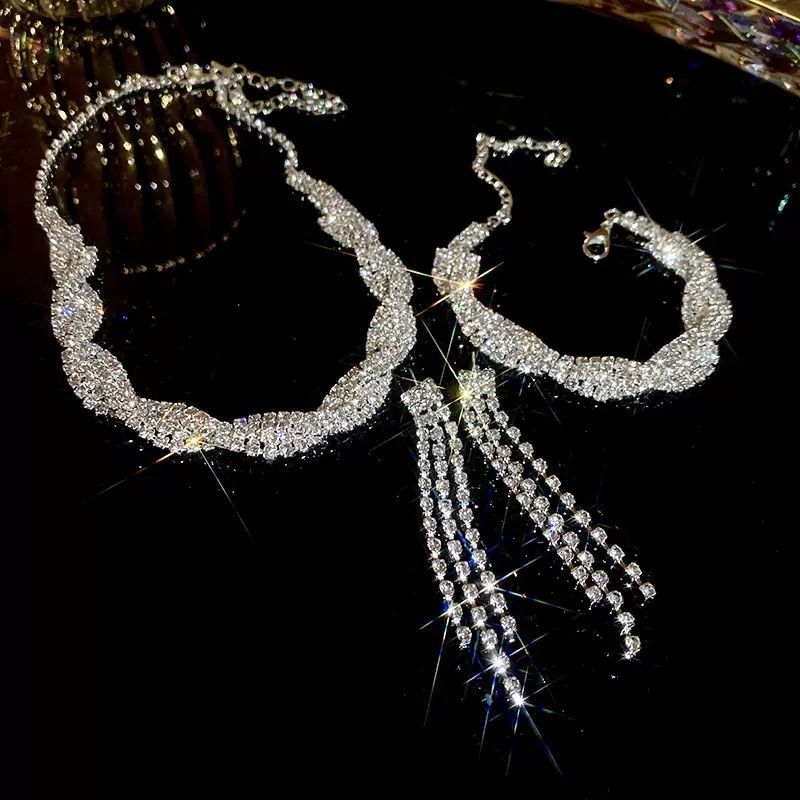 Silver-Tone Crystal-Style Set Earrings – image 5