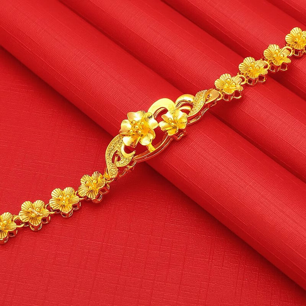 Double Flower Bracelet - Gold - image 4