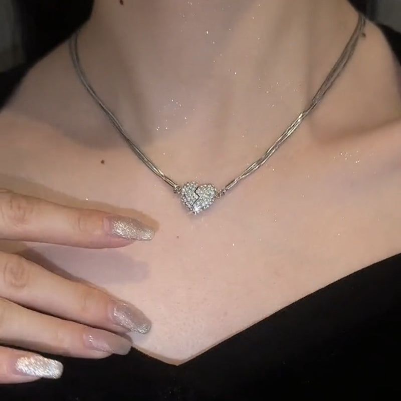 Heart Magnetic Necklace – wearing view