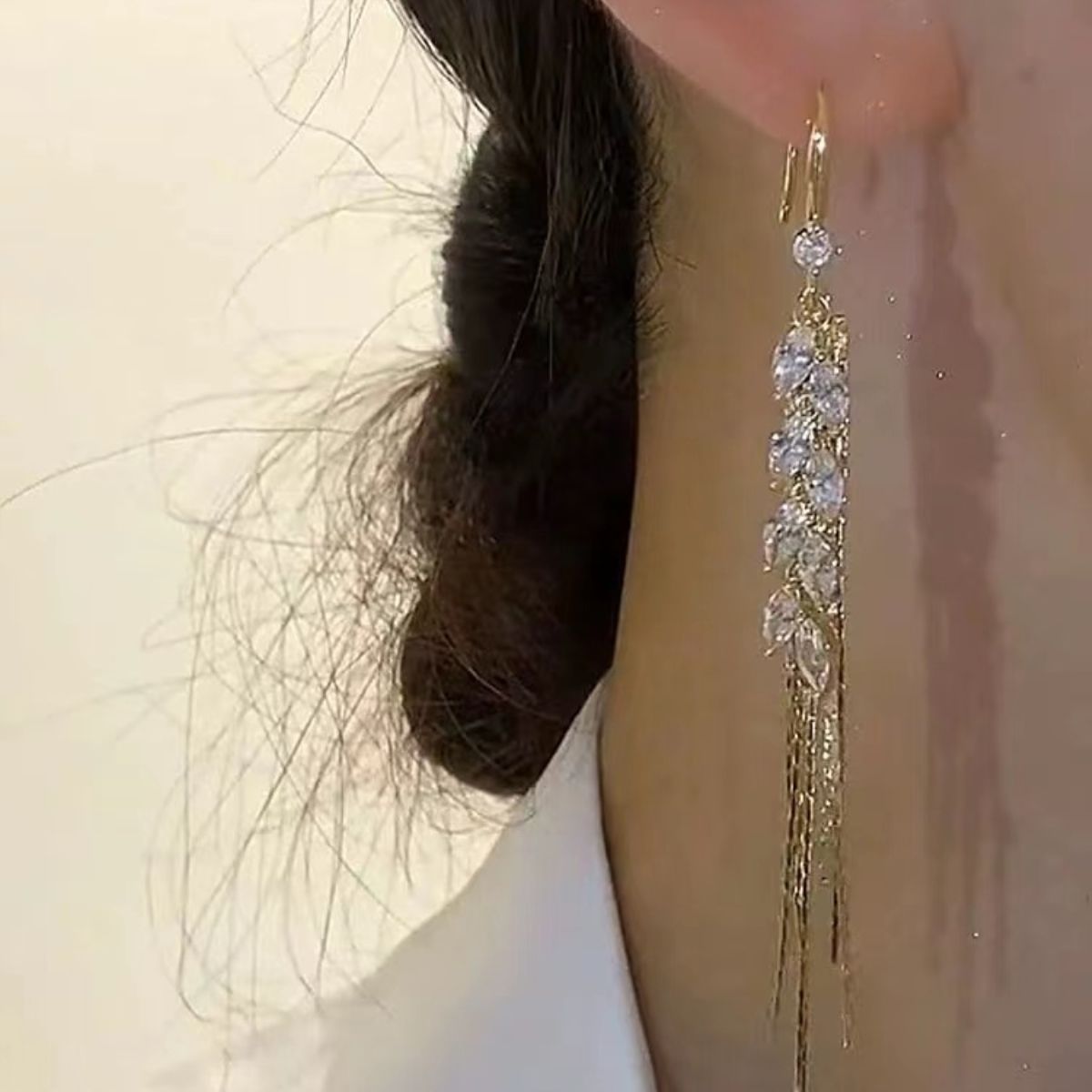 Gold-Tone Wheat Tassel Earrings — product view 3