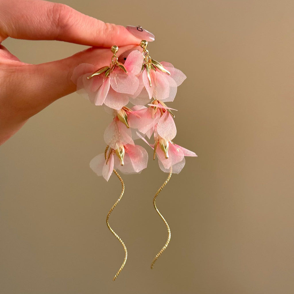 Pink and Purple Floral Drop Earring Set — product view 3