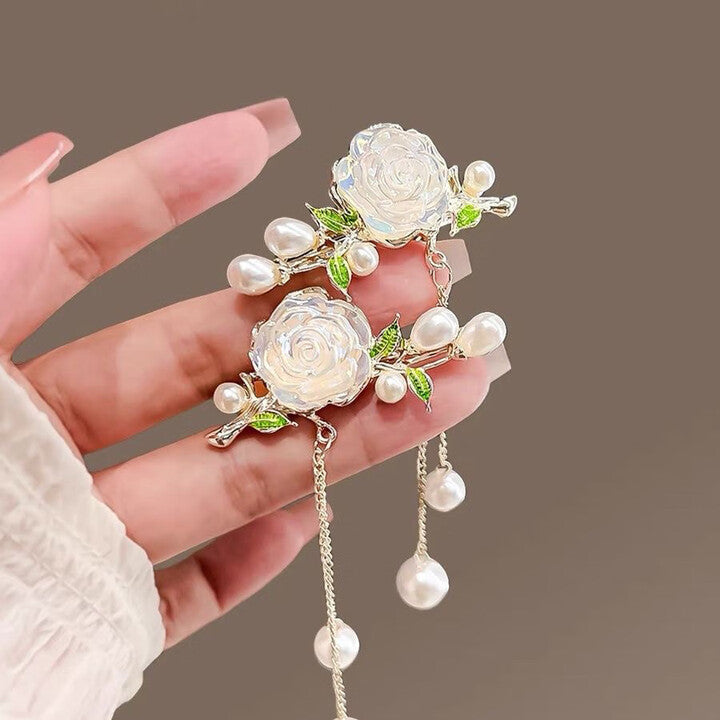 Glass Camellia Hair Clip