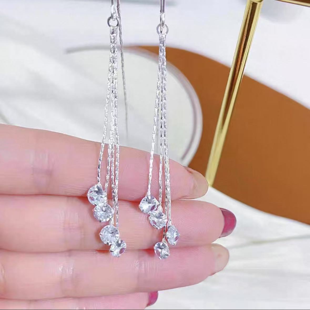 Crystal-Style Tassel Long Earrings – image 6