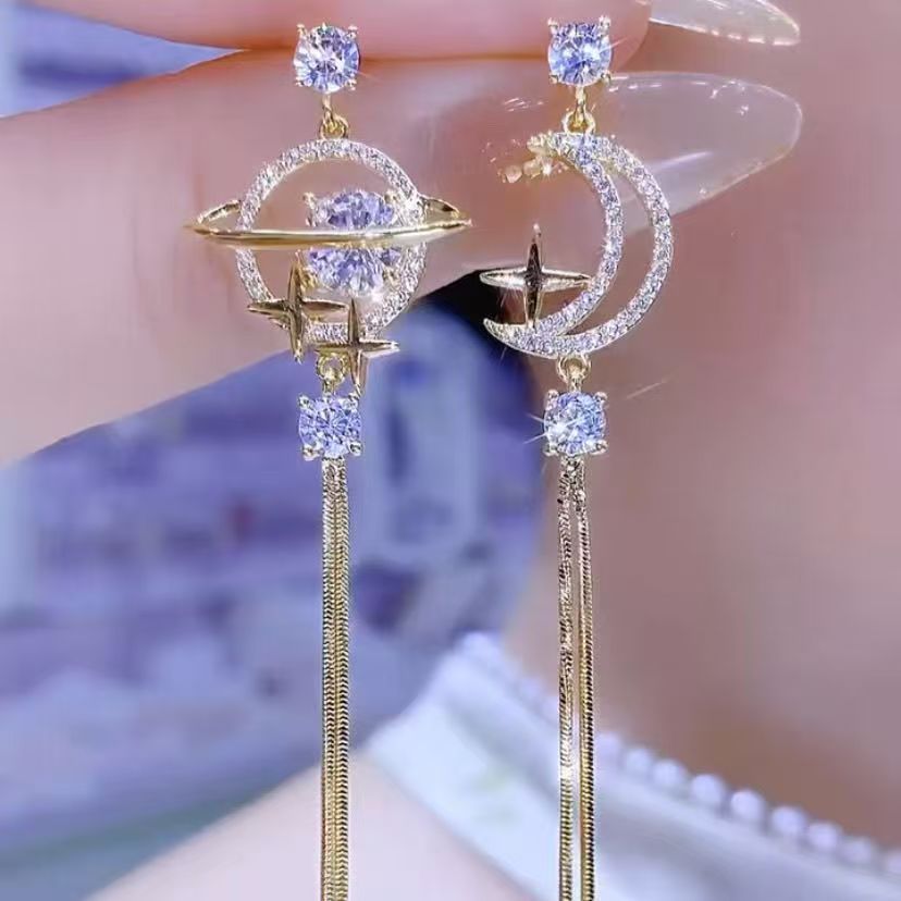 Star Moon Long Earrings – image 8