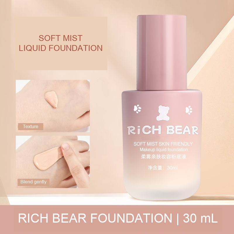 Rich Bear Soft Mist foundation with cream texture and blending detail