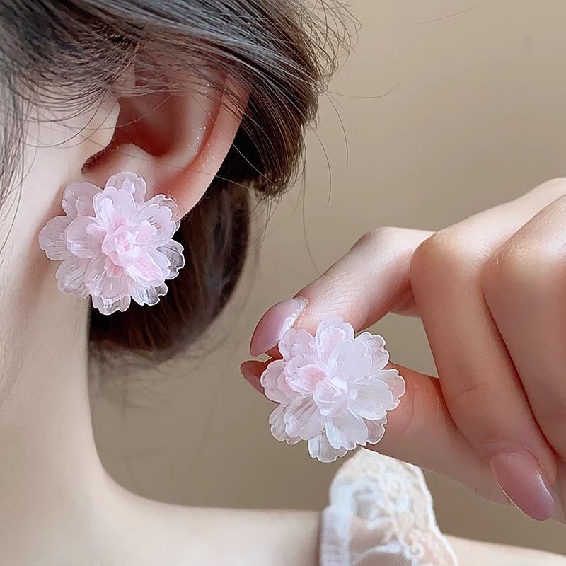 Pink Peach Blossom Stud Earrings — Pair — product view 1