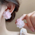 Pink Peach Blossom Stud Earrings — Pair — product view 1