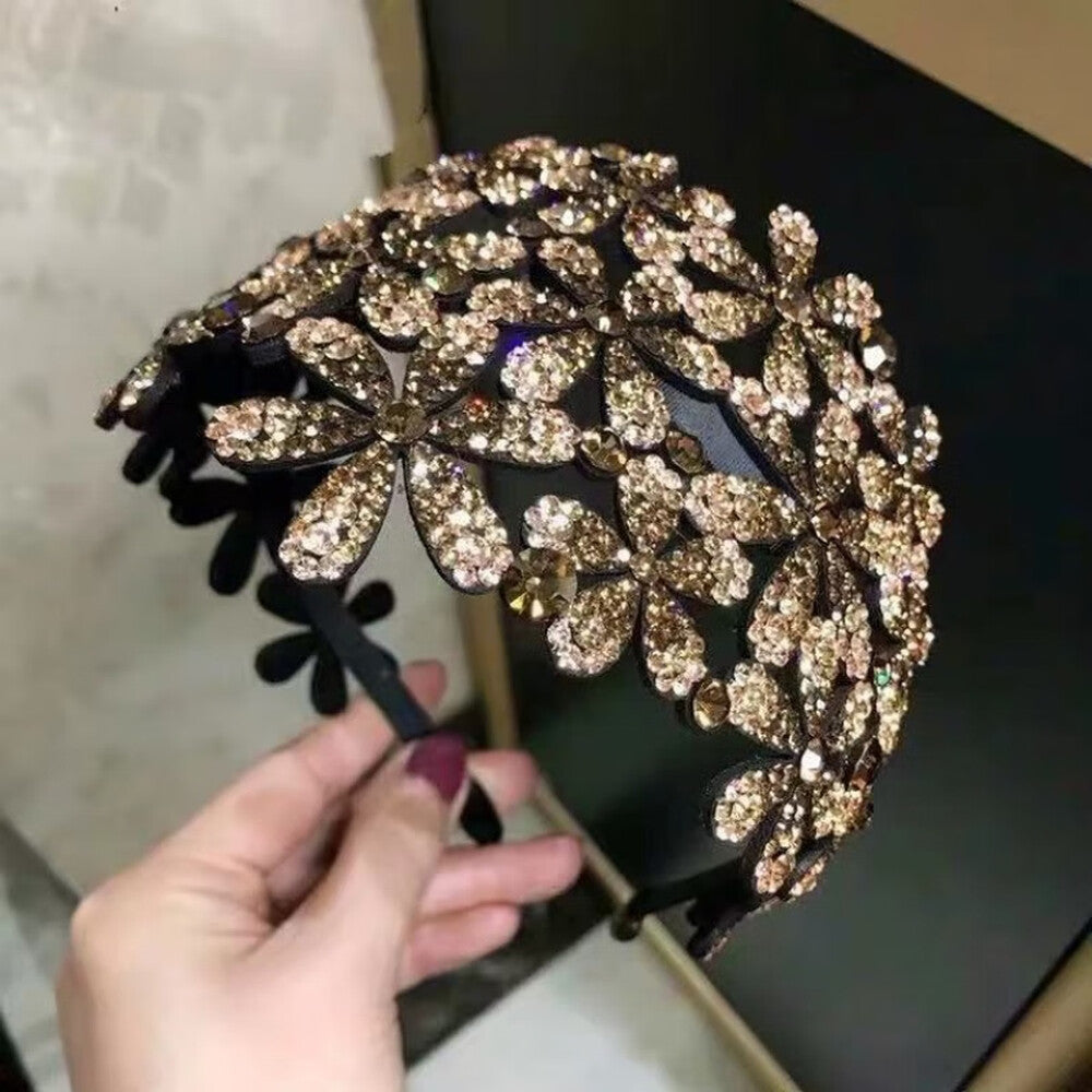 Wide Floral Rhinestone Headband - Purple - image 5