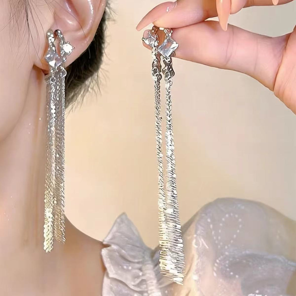 Tassel Long Clip-On Earrings