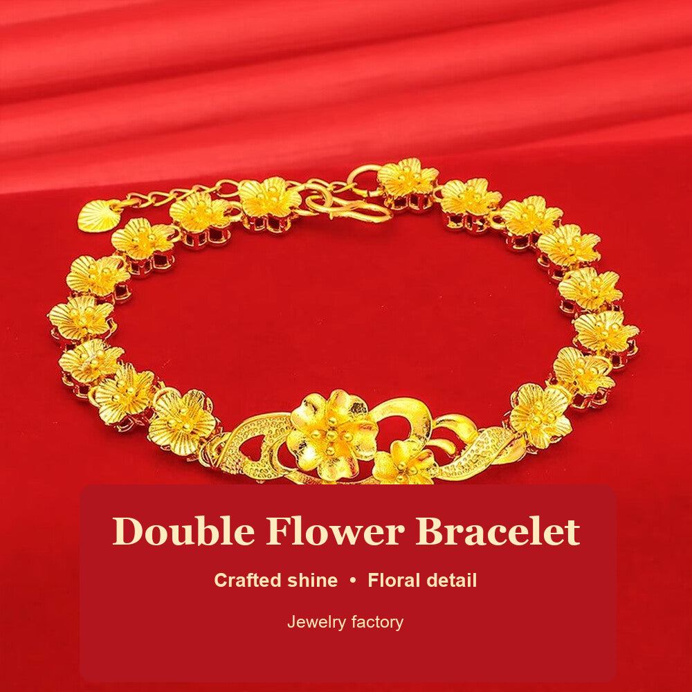 Double Flower Bracelet - Gold - image 2