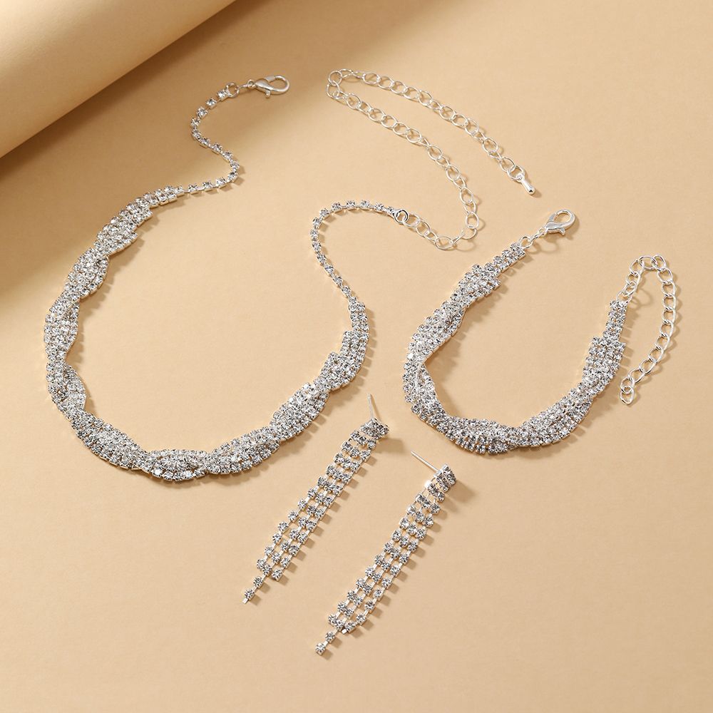 Silver-Tone Crystal-Style Set Earrings – image 2