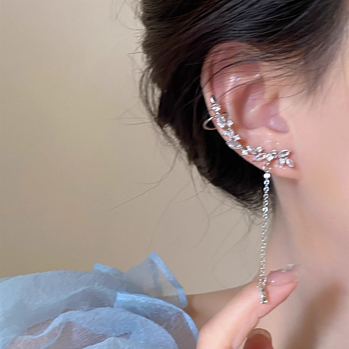 Silver-Tone Tassel Clip-On Earrings – image 5
