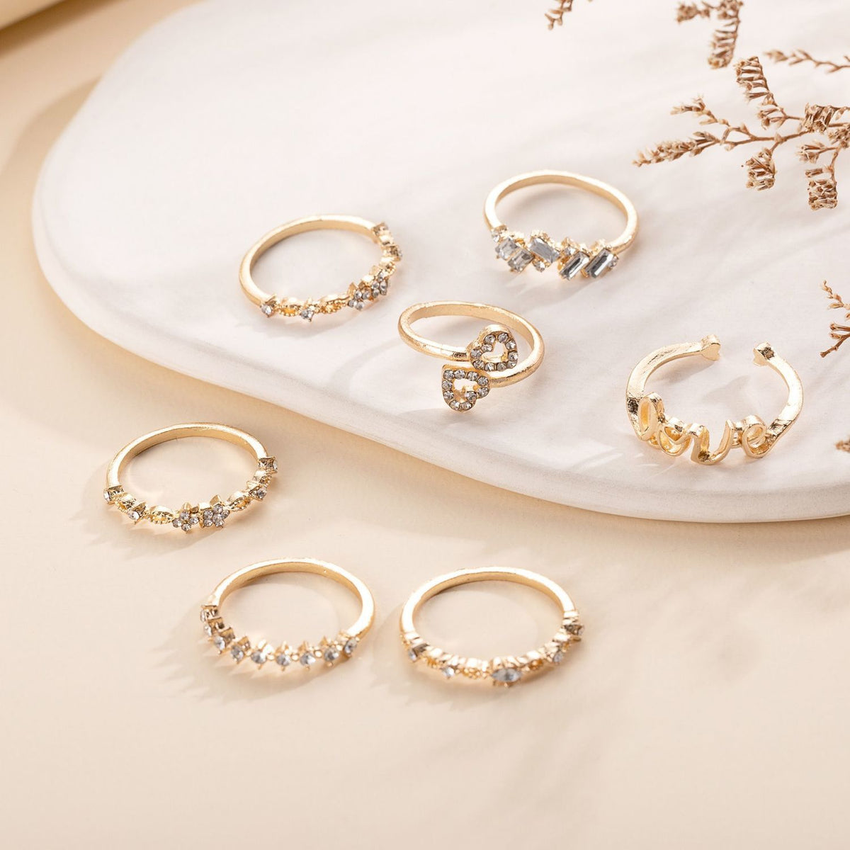 Gold-Tone Heart Set Ring — product view 4