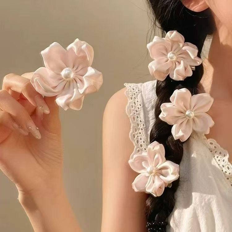 Pink Flower Hair Clip Set