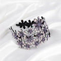 Wide Floral Rhinestone Headband - Purple