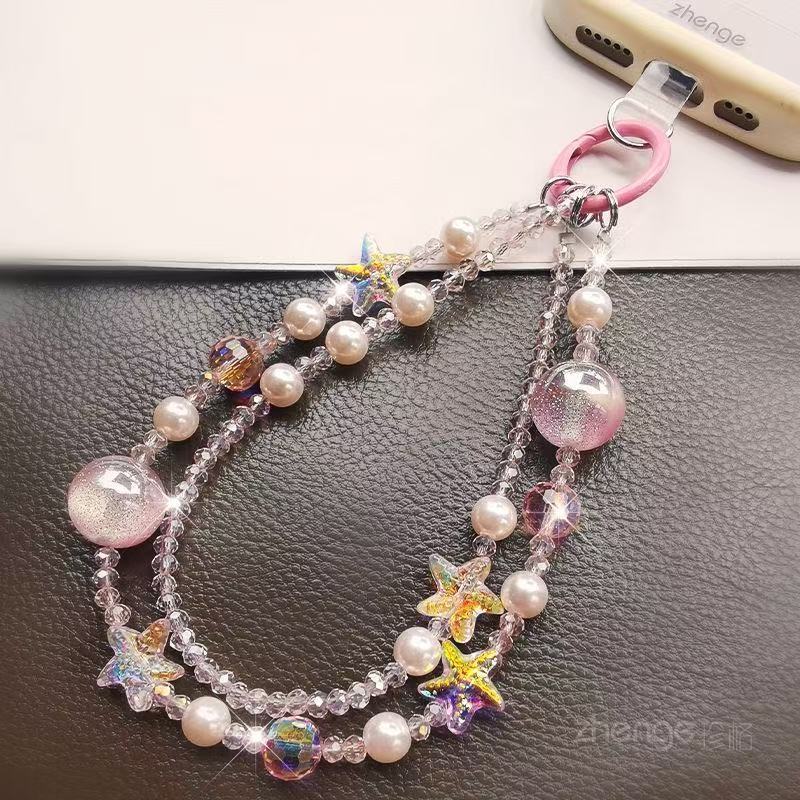 Pink Beaded Starfish Phone Strap — product view 7