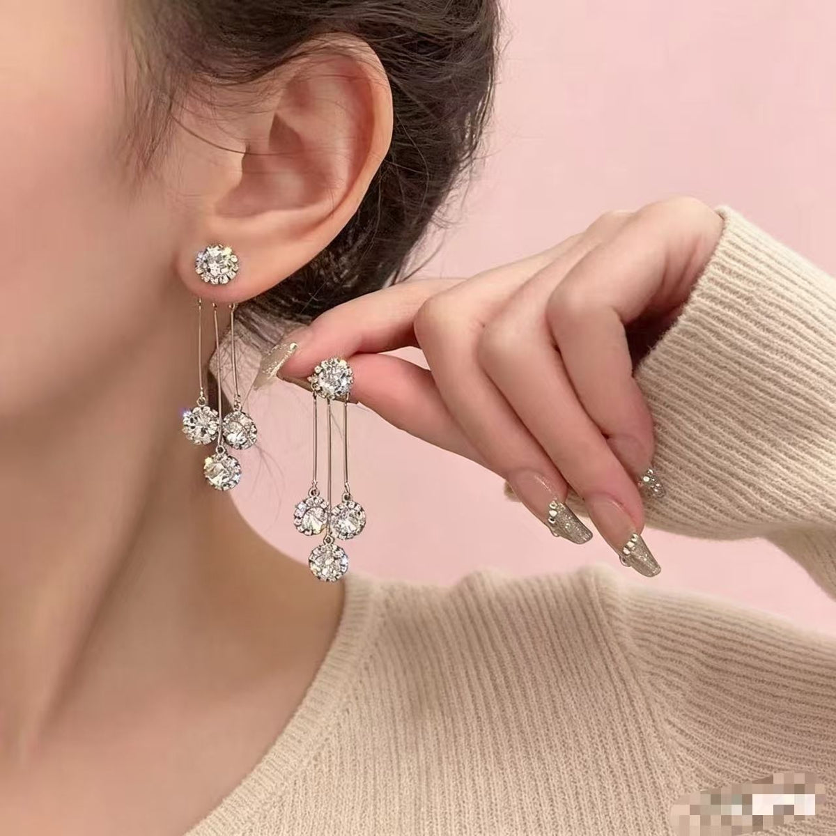 Crystal-Style Tassel Earrings – image 2