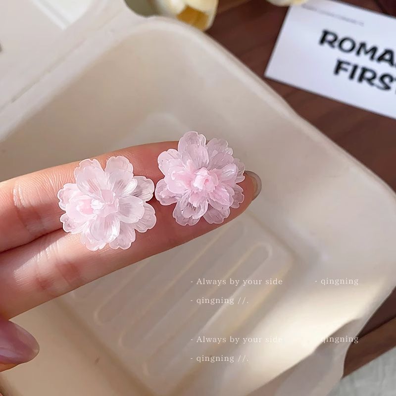 Pink Peach Blossom Stud Earrings — Pair — product view 2