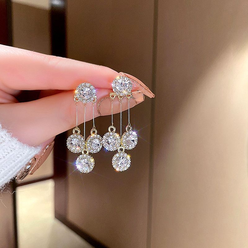 Crystal-Style Tassel Earrings