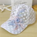 Floral Mesh Baseball Cap - White