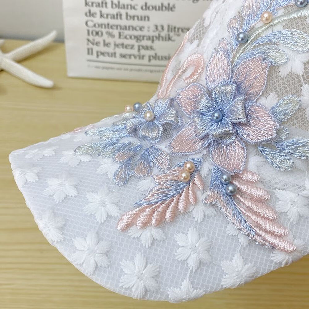 Floral Mesh Baseball Cap - White
