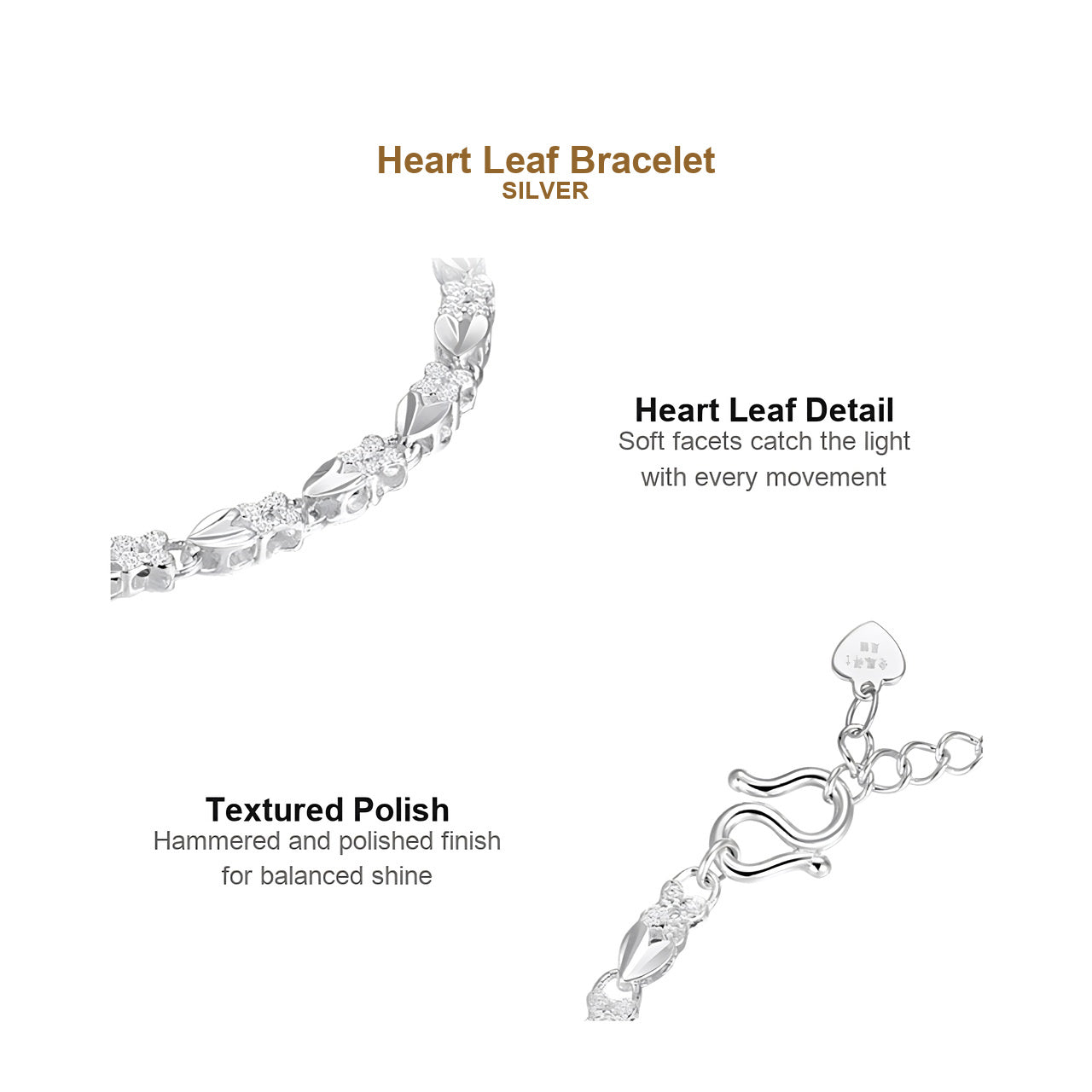 Heart Leaf Bracelet - Silver - image 2