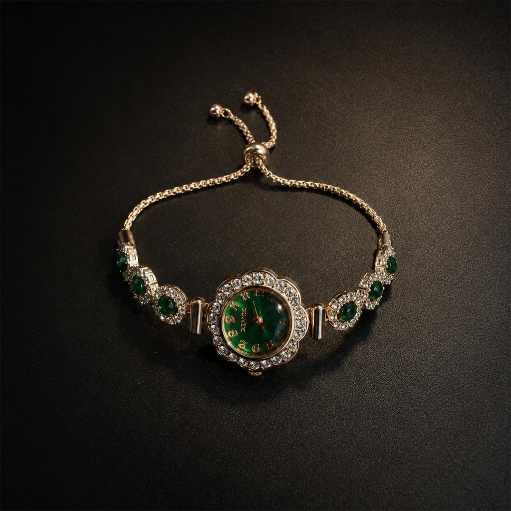 Green Floral Bracelet Watch — product view 1