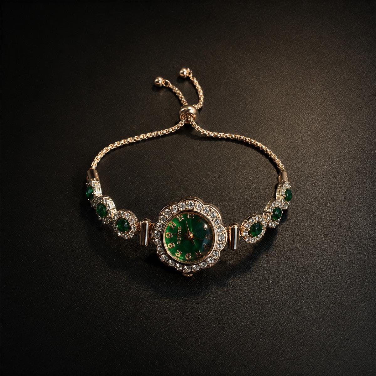 Green Floral Bracelet Watch — product view 1